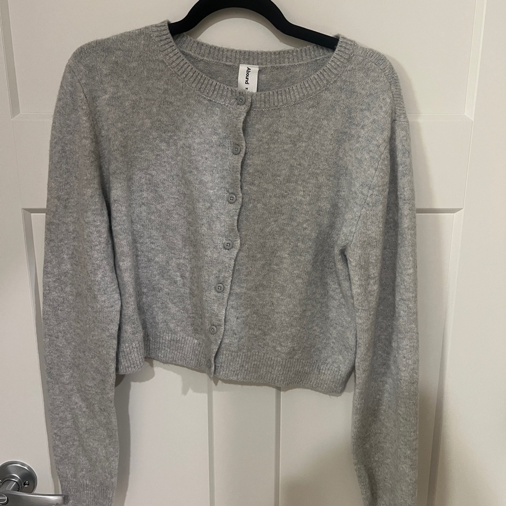 Abound Light Gray Cropped Button-Front Cardigan - image 1